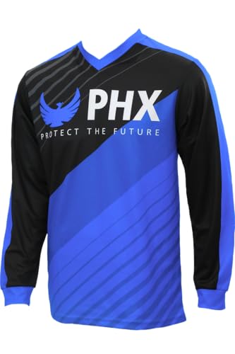 PHX - PHX Helios Hydra Jersey Unisex Men's & Women's Mountain Biking, Motocross,ATV/UTV Riding, Downhill Racing, Outdoor Sportswear (CA/US, Alpha, Large, Regular, Regular, Blue)
