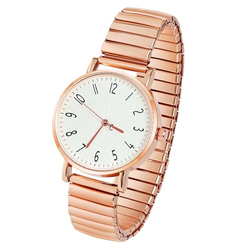 AOOSU Montre Femme Bracelet Extensible, Montre Femme à Bracelet Élastique Montres à Quartz Facile à Lire Grands Chiffres Arabes Bracelets en Métal-Cadeau...