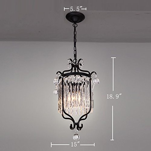 Suspension en cristal millésime 15 pouces lustre chic pour chambre - 5