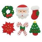 Christmas Cupcake Toppers, Holiday Cake Toppers, Royal Icing Decorations, Cupcake Decorations, Cake Toppers, Holiday, Edible, Cookies and Chocolates, by Global Sugar Art (Wreath Poinsettia, 36 Count)