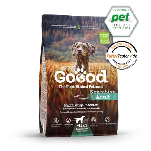 Goood Adult nachhaltige Insekten – Trockenfutter, Hundefutter – weizenfrei, Alternative Proteinquelle, leicht verdaulich – große Kroketten – für ausgewachsene Hunde – 1,8kg