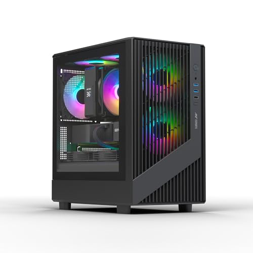Image of Ant Esports 120 Air Mini M-ATX Computer Case /Gaming Cabinet - Black | Support M-ATX, M-ITX | Pre-Installed 3 Static RGB Fans