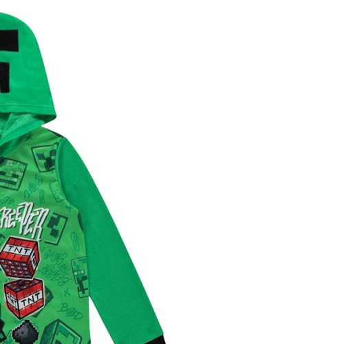 Minecraft Mojang Boys Pajamas Set - Hooded Long Sleeve Creeper Pajamas - Long Sleeve Sleeper Pajamas Set4