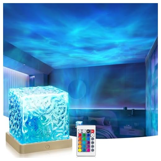 VoMii Ocean Wave Projector Light,16 Colors Luminorthe Cube Lamp with Dynamic Wave Effect,Northern Lights Projector Ambient Lighting with Remote for Bed Room Classroom Decor