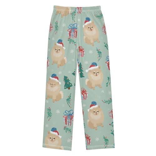 ZZXXB Pomeranian Pine Branches Boys Long Pants Soft Trousers Elastic Waist Kids Lounge Bottoms with Pockets S-XL