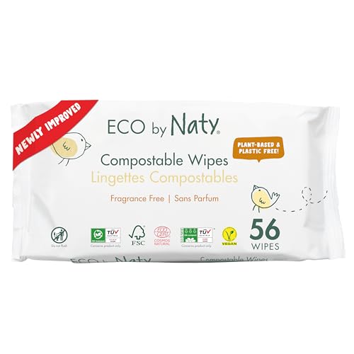 NATY Organic Fragrance Free Sensitive Eco Wipes, 56 CT
