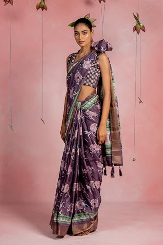 Image of MIRCHI FASHION Saree for Woman | Art Silk Floral Printed Ethnic Occasional Sari with Blouse