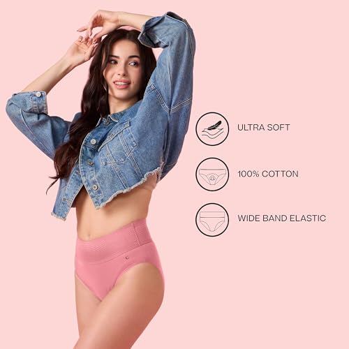 Image of Enamor Cotton Classic, All Day Comfort, High Waist Brief - Breathable, Antimicrobial with Stain Release, Outer Brushed Wide Elastic, Full Coverage - CW01