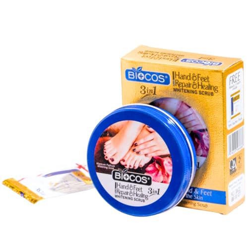 BIOCOS Hand & Feet Scrub Whiten Repairs Skin 3in1 Manicure Padicure Whitening Brighten Scrub For Men Women