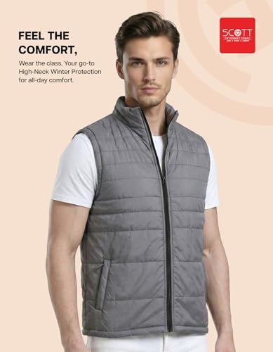 Image of Scott International Winter Puffer Jacket | Sleeveless Water Repellent Quilted Padded | Lightweight Winter Wear | Mens Jacket | Men's Polyester Sleeveless with Pocket | Jackets for Men Stylish