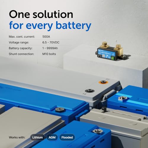 Victron Energy Smart Battery Shunt - Battery Monitor (Bluetooth) - Victron Smart Shunt with Detailed in-app Insights - 6.5V-70V, 500 amp