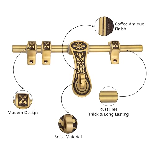 Image of COMPASS Elite Series Brass Heavy Aldrop for Single Door for Home /Office Door (Coffee Antique, 10 Inch)