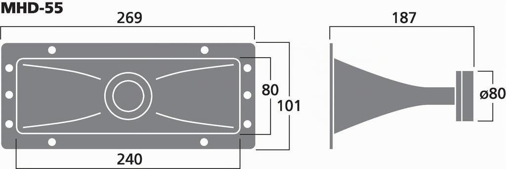 MONACOR MHD-55 PA-Hornhochtöner, 30W, 8 ohm, 10.0240