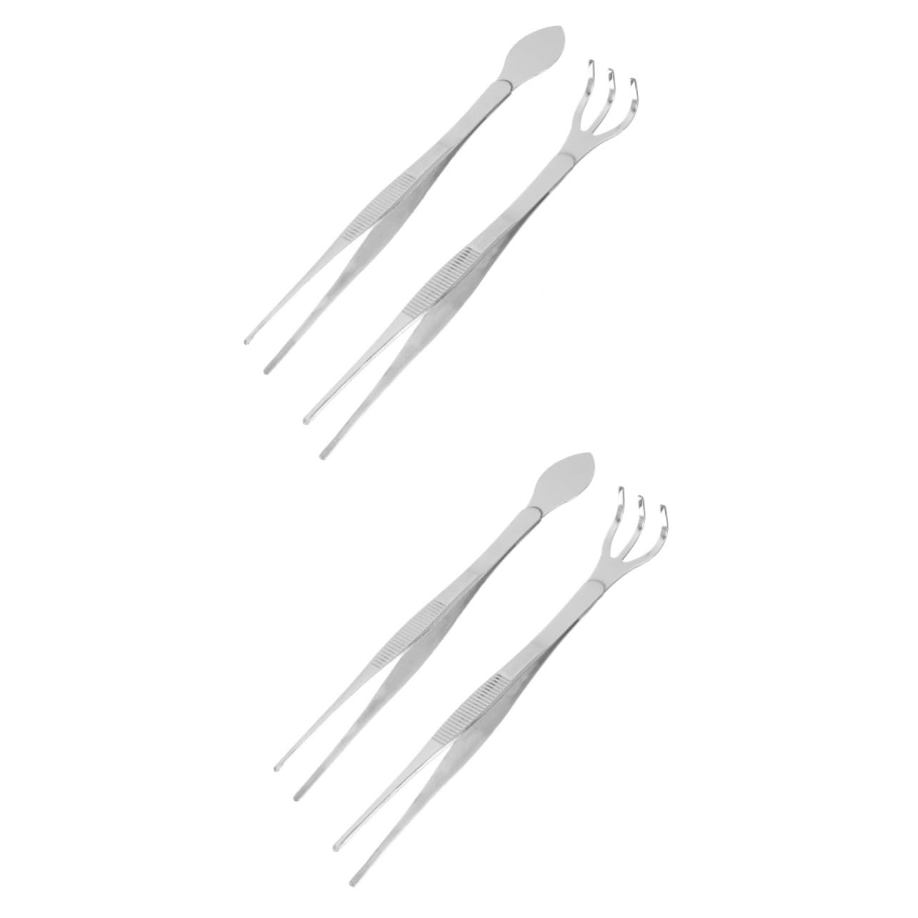 BESPORTBLE 2sets Pinzette Per Bonsai Acciaio Inossidabile Pinzette Per Giardinaggio Con Rastrello e Spatola Per Cambiamento Terreno e Manutenzione Piante