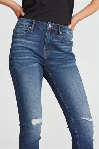 Marley Mid Rise Skinny - Destructed Dark Wash2