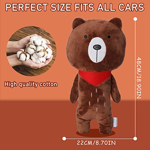 Image of Seat Belt Cover Pillow for Kids, Car Seatbelt Cushion Shoulder Neck Support Protector Pad, Soft Stuffed Plush Travel Vehicle Safety Belts Strap Pillow for Boys and Girls Headrest (Bear)