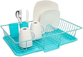Sweet Home Collection Dish Rack Drainer 3 Piece Set with Drying Board
