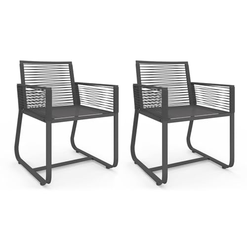 IDMarket - Lot de 2 fauteuils de Jardin Odessa métal et Cordage Gris