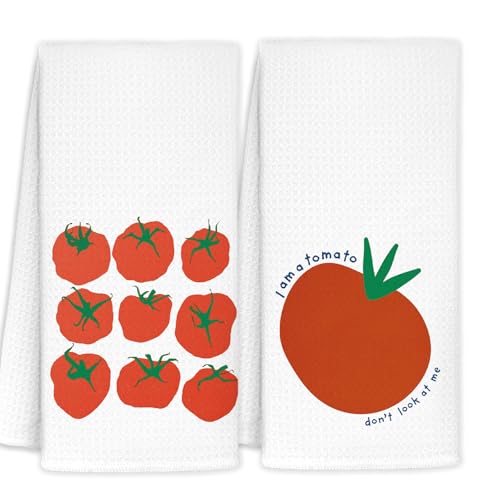 FDHSPAAM Funny Tomato Kitchen Towels, Gardening Gifts for Women, Trendy Retro Fruit Red Tomato Dish Hand Tea Towels for Kitchen Bathroom Decor, 16x24 Inch