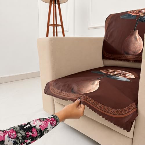 Image of Homerz Premium 'Luxe Series' Holland Velvet Sofa Cover | Smooth Finish | Anti-Skid Fleece Backing | Soft Touch Couch Protector for Living Room (Vase, 1 Seater, Seat Cover with Backrest)