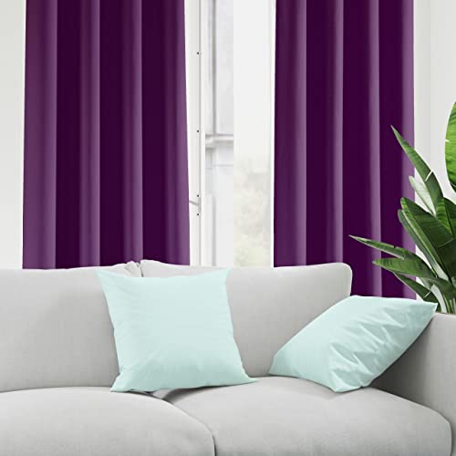 Cortina morada 140x260 con ojales de poliéster para salón juego de 2 piezas 4