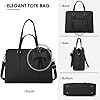 NEWHEY Laptop Tote Bags for Women 15.6 Inch Ladies Leather Laptop Handbags Designer Office Shoulder Bag Womens for Work School Business Shopping Black #4