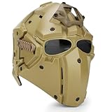 LZAQHMT Full Face Protective Mask Tactical Airsoft Helmet with Visor Goggles for Hunting Paintball Cosplay Movie Prop(CB)