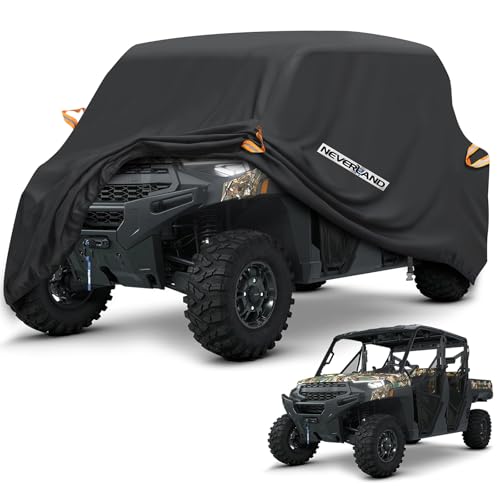 NEVERLAND UTV Cover Heavy Duty Ranger Cover Waterproof 4-6 Seater Side by Side Covers 4 Door All Weather Storage with Reflective Strip Compatible with Polaris RZR General Can-Am Yamaha SxS