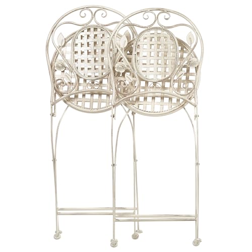 Beliani Lot 2 Chaises de Jardin Bistrot Blanc Cassé Pliantes pour Patio Terrasse ou Balcon au Style Traditionnel et Provençal – Image 5