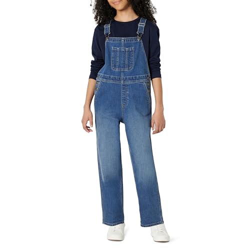 Amazon Essentials Unisex Kids Medium Stretch Regular-Fit Denim Overalls for Boys and Girls Classic Medium Wash 8