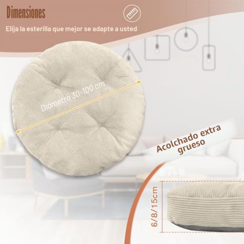 Cojín de asiento redondo de 30 cm para silla y suelo de salón 6