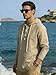 TRFIC Mens Cotton Linen Hoodies Long Sleeve Button Down Shirts Casual Hawaiian Beach Yoga Sweatshirts