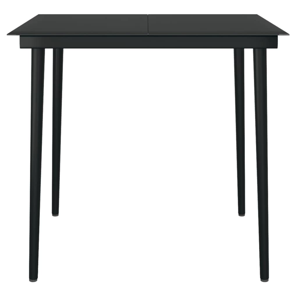 Juego de comedor de jardín de 5 piezas, color gris y negro | Marco de acero con recubrimiento en polvo, ratán PE resistente al agua, placa de cristal de fácil cuidado
