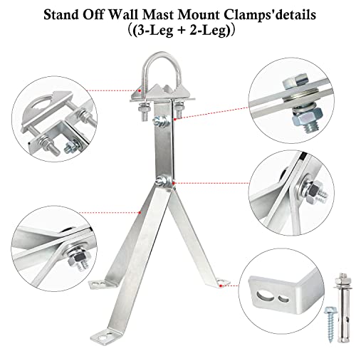XRDS-RF Antenna Wall Mount 12 Inch Heavy-Duty Stand Off Wall Mast Mount Windproof Antenna Mounting Bracket (2-Leg + 3-Leg)