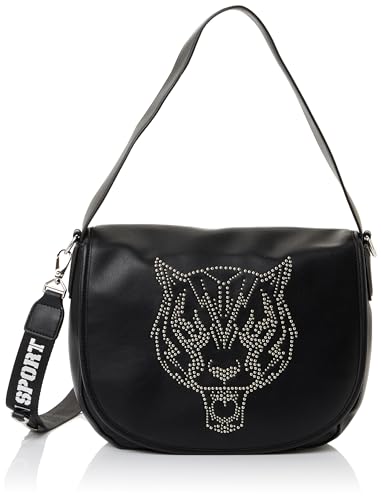 Sac bandoulière PLEIN SPORT Stefhanie noir clouté de taille moyenne pour homme et femme