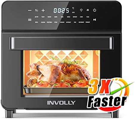 Involly Freidora de Aire 15L, Freidora sin Aceite con 18 Programas, Horno Aire Caliente Air Fryer, 1600W Cocción Rápida, para Pollo Asado, Pizza y Papas Fritas, 4 Accesorios y 26 Recetas (Negro) Involly Freidora de Aire 15L, Freidora sin Aceite con 18 Programas, Horno Aire Caliente Air Fryer, 1600W Cocción Rápida, para Pollo Asado, Pizza y Papas Fritas, 4 Accesorios y 26 Recetas (Negro)