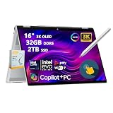 HP OmniBook 7 Flip 16 2-in-1 Professional AI Laptop | 16' 3K OLED Touch | Intel Core Ultra 7 258V | 32GB DDR5 2TB SSD | Rechargeable Pen Wi-Fi 7 Thunderbolt 4 Win11 w/DLCA Accessory