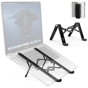 SODI Tragbarer LaptopStänder,Neue Generation, 6 Level Höhenverstellbar & Faltbar Laptop Stand, Universell für 10-16 Zoll Laptops (für MacBook Pro/Air, Dell, HP, Sony), Schwarz