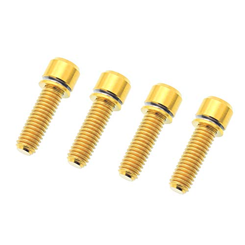 MELD Titanium Bolts M6 x 20mm Mountain Bicycle Bike Disc Brake Clamp Bolt Fixed Screw with Gasket Allen Hex Tapered Head Bolt Pack of 4 (Golden)