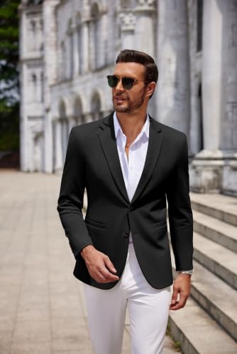 Image of COOFANDY Mens Sport Coats Casual Knit Blazer Two Button Suit Jacket | Modern Slim-fit Silhouette with Structured Shoulders,Stretch Comfort & Versatile Style for Weddings,Business or Daily Wear