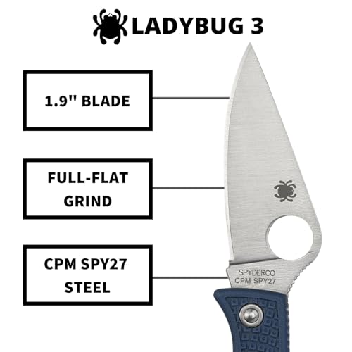 Spyderco Ladybug 3 Folding Pocket Knife with 1.9" CPM SPY27 Steel Blade and Cobalt Blue FRN Handle - EDC Knife for Men and Women, Perfect for Hunting, Tactical, Camping, Survival - PlainEdge - LPCBL3 - Image 3