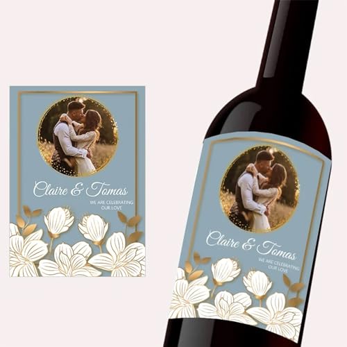 20Pcs Custom Wine Labels for Bottles Wedding,Personalized Wine Stickers,Custom Wine Labels for Bottles,Champagne Labels Personalized (6,9x12.7cm)