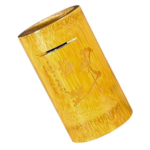 Yardwe Alcancía De Bambú Natural para Ahorrar Dinero Hucha De Bambú Cilíndrica para Escritorio Contenedor para Ahorrar Dinero Diseño Único