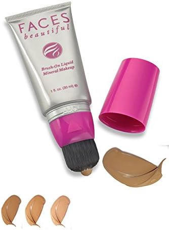 Mineral Makeup Liquid Foundation & Concealer: Professional, Natural & Paraben Free Brush On Cover Up - Best for Oily or Dry Skin - Sun Glow