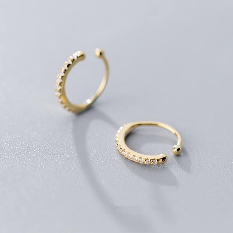 Fake Hoop Earrings CZ Cubic Zirconia Cartilage Earring 925 Sterling Silver Earrings Ear Cuff Huggie Dainty Minimal Conch Piercing Non Pierced Ear Pods Clip on Earrings for Women Sterling Silver - Image 4