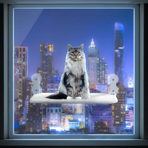 Cat Window Perch Foldable, Safest Cat Window Hammock with 4 Strong Suction Cups & Robust Metal Frame Easy to Install, Occupies Only 21.7 Sq in 40lb Load Capacity Cat Bed for Large or Kitten