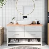 YunCangg Piano lavabo marrone chiaro in legno di rovere massiccio, 140 x 60 x (2-4), laccato con bordo naturale, versatile, per cucina, officina, ristrutturazione, impermeabile