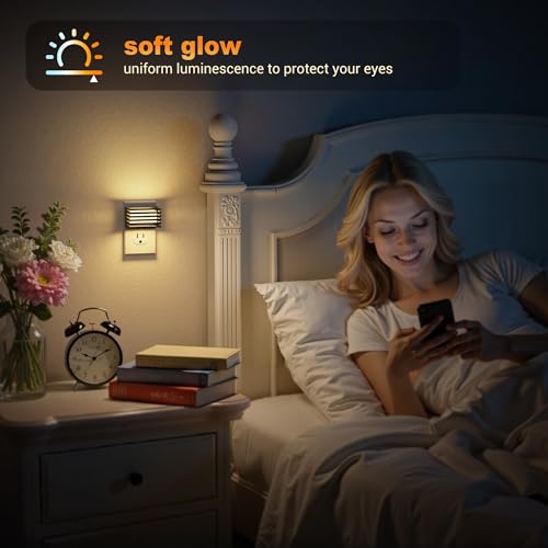 Image of JandCase LED Night Light, [2 Pack] Night Lights Plug into Wall with Dusk to Dawn Sensor, 3 Colors 3000K /5000K /Amber, Plug in Nightlight for Bathroom Bedroom Hallway Stair