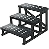 Three Steps hot tub Steps, Wood-Plastic Composite Steps into hot tub, spa, Pool with Ease(27.5 L*21.3 H, Dark Grey)
