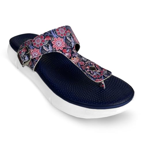 Image of KazarMax Amelia Lightweight | Cushioned | Bounce Back | Floral Printed Flat Thong Sandals For Women